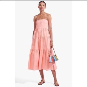 STAUD Strapless Grapefruit/peach maxi Dress sz m elroy dress